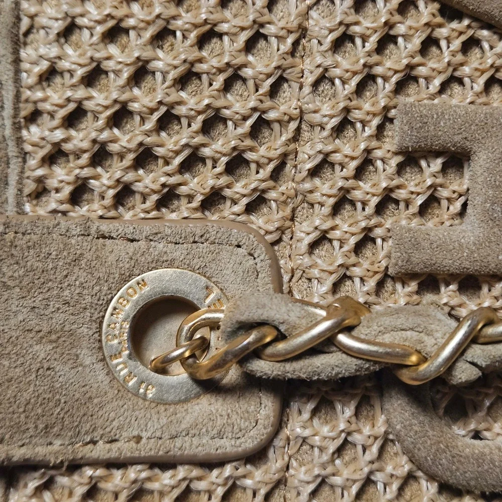 Chanel Deauville-style Raffia/Crochet Shopping Tote Large Paris Logo